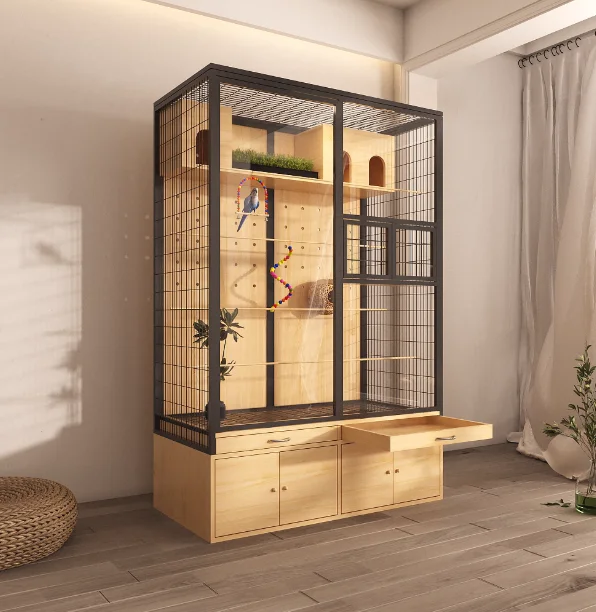 

Pet cabinet birdcage oversized parrot Xuan Feng luxury villa transparent ecological outdoor custom peacock cage