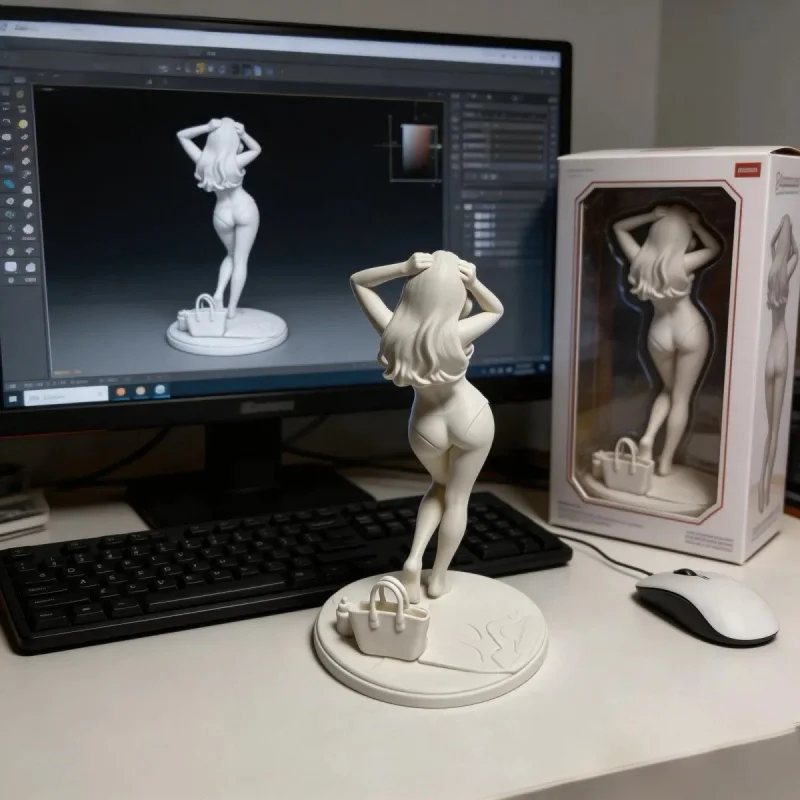 Long Hair Goddess Portrait Ornament 3D Printed Character Model Pure Desire Romantic Home Decor Figurine