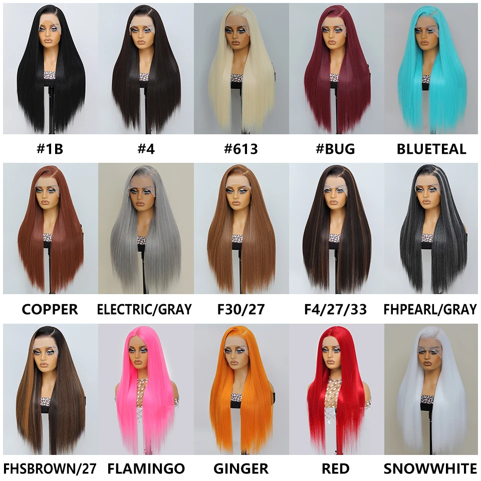 13X6 Synthetic Lace Straight Wig High Quality 30Inch Straight Ombre Chocolate Brown Lace Wig Cosplay Part Wig For Women Lace Wig