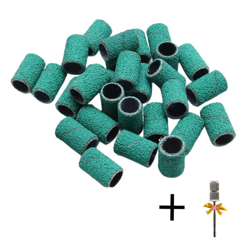 

Green 80/120/180/240 Grit Zebra Sanding Bands Cutter for Nail Drill - Foot Care Polishing Manicure Replacement Bits