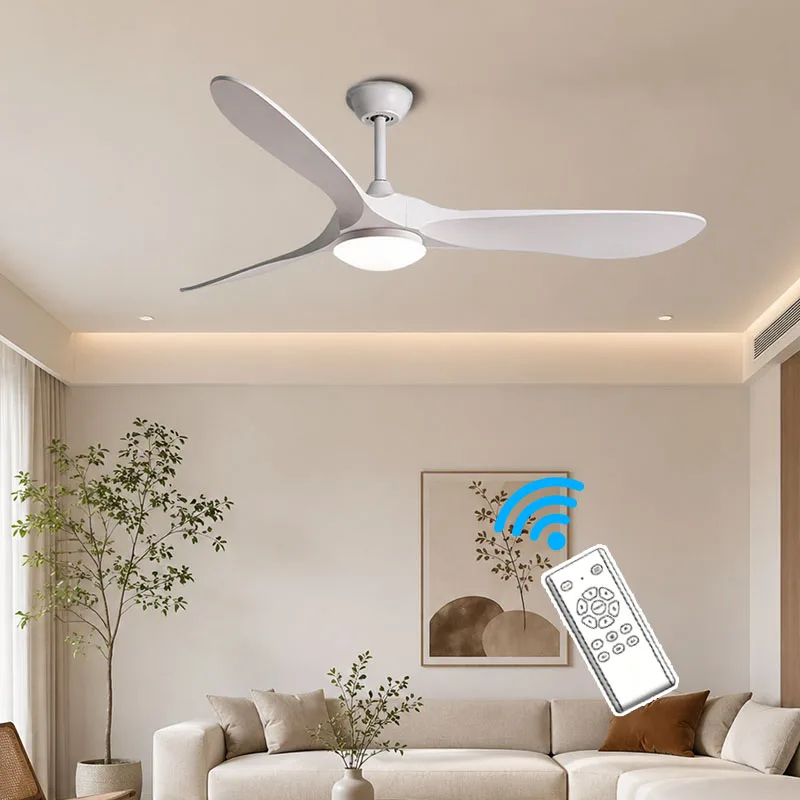 52 Inch Retro LED Ceiling Fan with Light Remote Control for Silent Operation Suitable for Bedroom Countertop Electric Fan Light