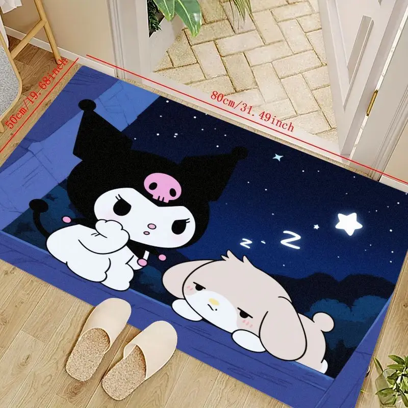 

1 шт. милый мультяшный коврик Sanrio Kuromi и Sleepy Friend, 50x80 см / 19,68x31,49 дюйма, эстетический дизайн звездного ночного неба, нет