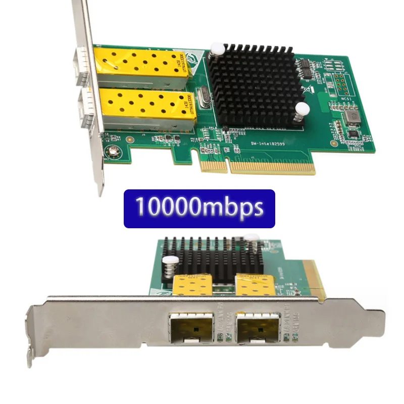 Carte réseau à fibre optique 10 Gigabit, 10000Mbps pour PC Adaptateur réseau Lan Carte de jeu PCIE Adaptateur Ethernet rapide RJ-45 LAN