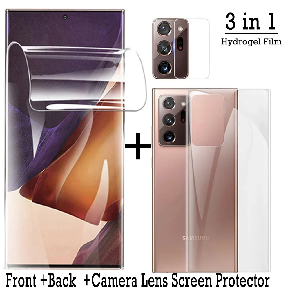 3 in 1 Front Back Hydrogel Film For Samsung Galaxy S24 S20 FE S22 S21 S9 S10 Plus Note 8 9 10 20 S23 Ultra Screen Lens Protector