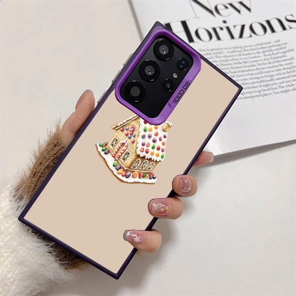 Etui na telefon Candy House do Galaxy S25 S24 S23 S22 S21 S20 Ultra/ FE/Plus, odporne na wstrząsy, z tylną obudową chroniącą przed odciskami palców