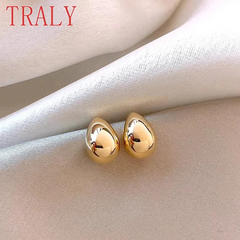 18K Gold Women's Studing Earrings White\Yellow Gold Colour Little Golden Bean Earrings High Quality Couples Jewelry Party Gift