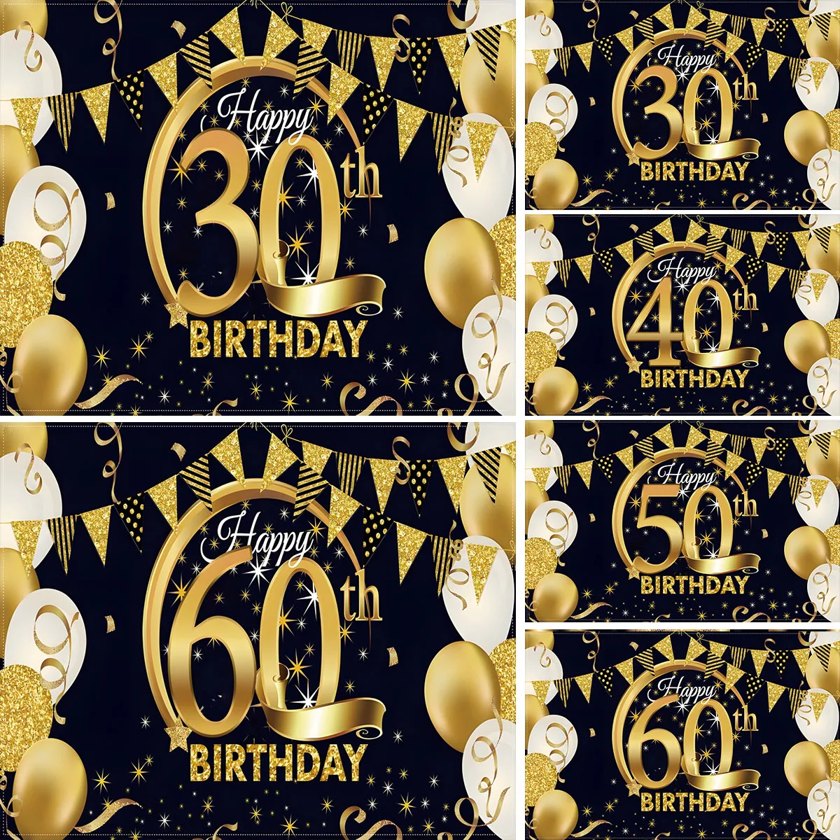 

Happy 30 40 60th Birthday Banner Decorations Photography Backdrop 50 Years Old Birthday Party Supplies Background Banner Photo