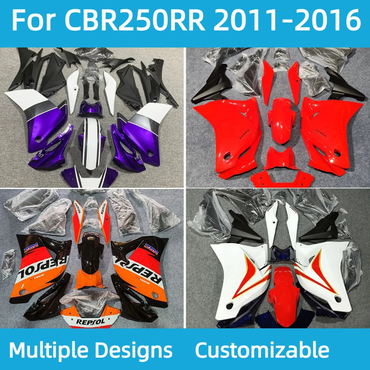 For HONDA CBR250RR 2011-2016 Purple Black white Fairings CBR 250RR 11-16 Motorcycle Accessories Injection Fairing Kit