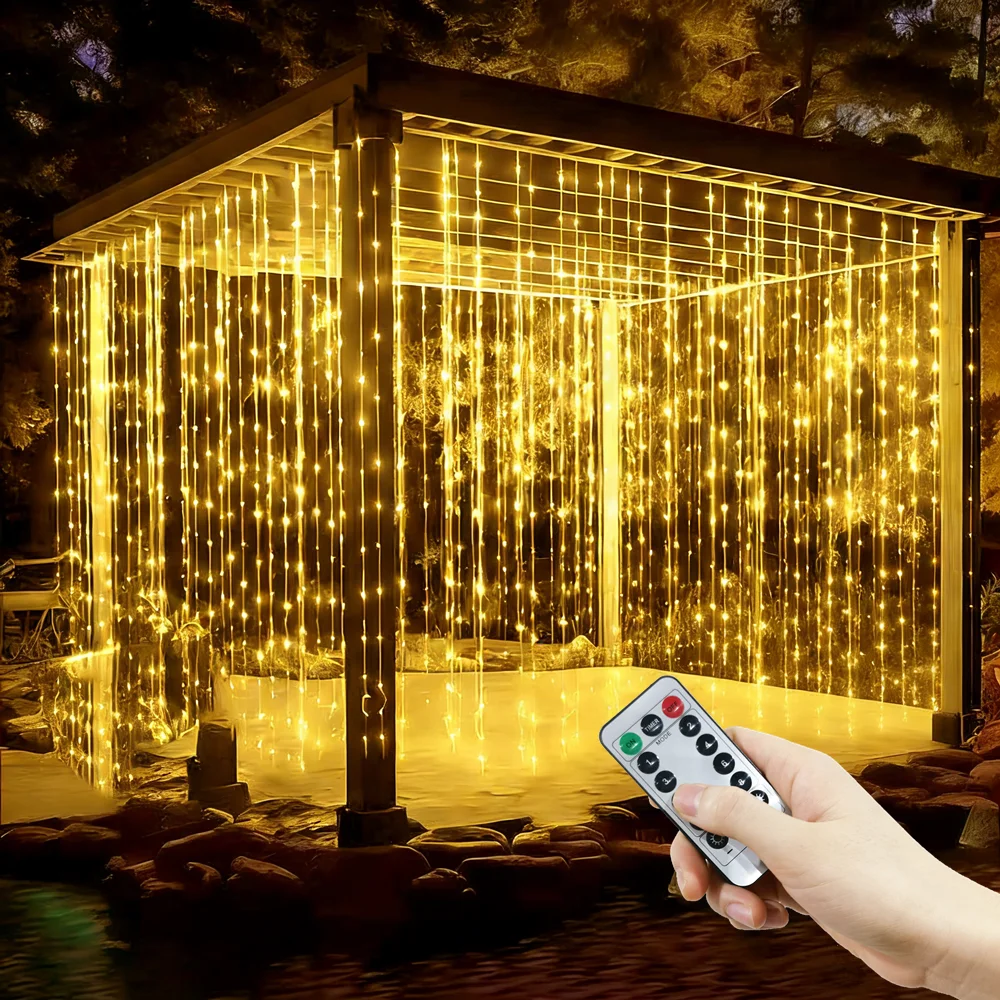Holiday Halloween DecorationWedding Party Valentine's Day Christmas Bedroom Lights USB Plug 8 Modes Curtain LED Lights String