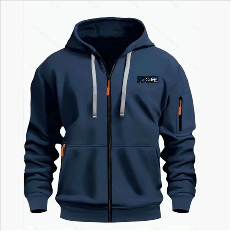 

New men's sportswear solid color semi-sportswear jacket, casual outdoor hooded, long-sleeved with zipper pocket jacket