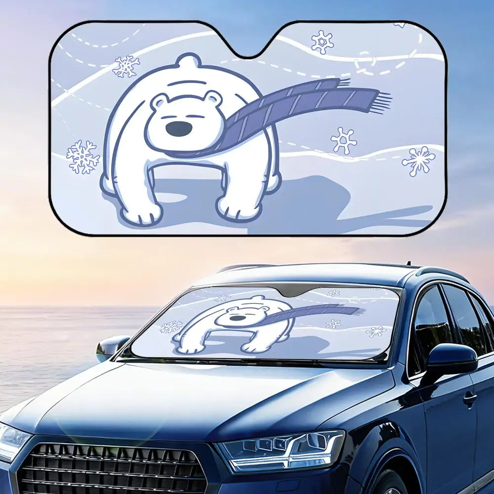 

Polar Bear Sun Visor Reusable Aluminum Foil Windshield UV Protection Heat Insulation Cover Foldable Sun Visor Shade