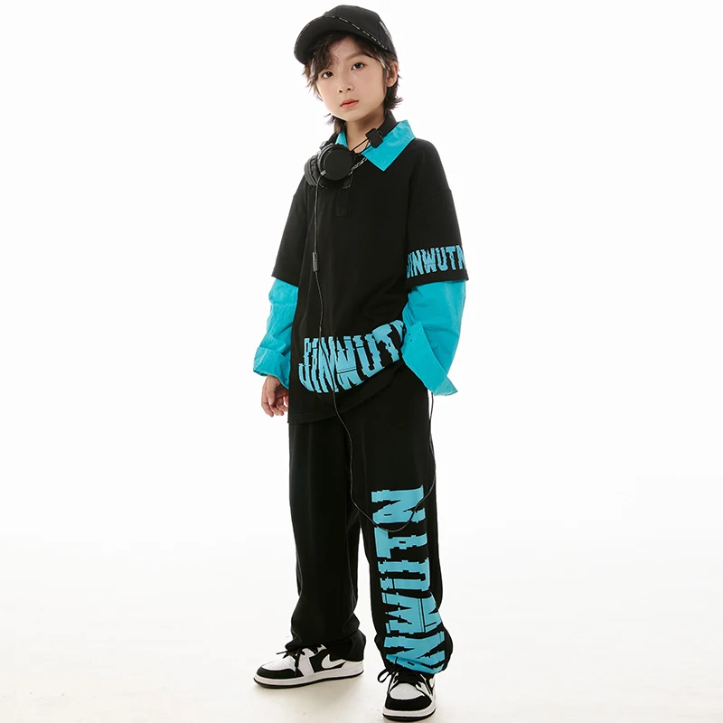 Ropa de baile callejero Hip Hop para niños, Tops sueltos, pantalones de manga larga, ropa de baile de Jazz para niñas, trajes de actuación modernos BL11805, nuevo