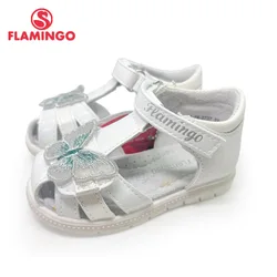 FLAMINGO kids sandals for Girls Hook& Loop Flat Arched Design Chlid Casual Princess Shoes Size 23-28 223S-2736/37