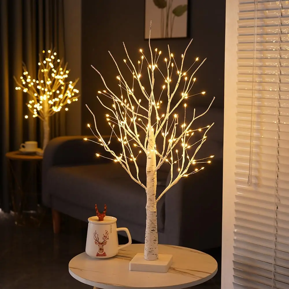 1/2/4PCS LED Tree Lights Christmas Halloween Remote Control Birch Tree Home Decoration Lights Indoor Landscape Glowing Tree