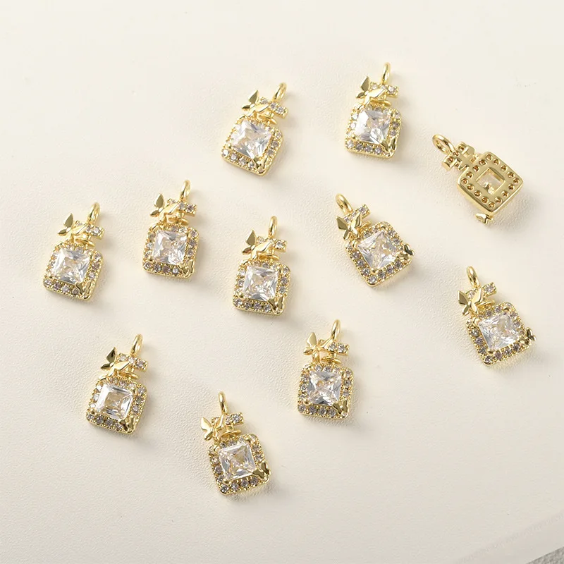 Copper-plated 14k Gold Zircon Butterfly Pendant Bracelet Necklace Earrings DIY Handmade Pearl Handmade Accessories Material