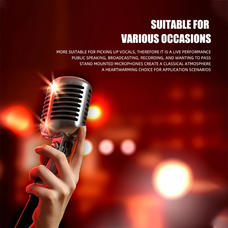 Vintage Dynamic Vocal Microphone Antique Nostalgic Metal Appearance for Stage Performances and Singing