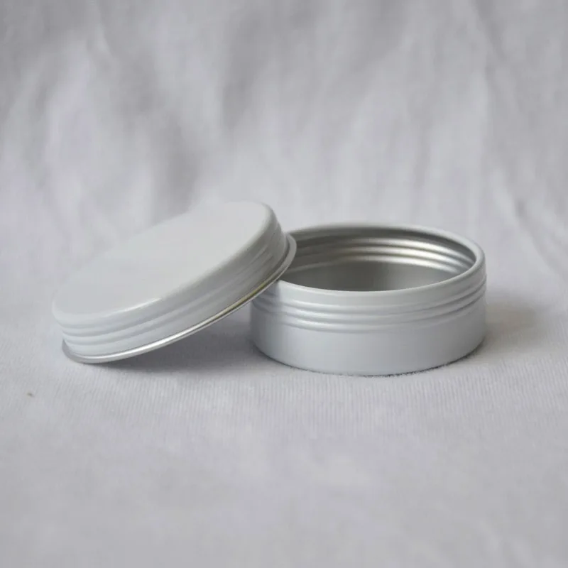 White Empty Round Aluminum Box Metal Tin Cans Cosmetic Cream DIY Refillable Jar Tea Pot 10 15 20 30 50 60 80 100 150g