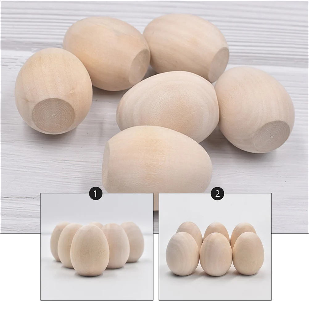 12개 나무 달걀 천연 나무 실물 같은 시뮬레이션 어린이용 DIY 페인팅 그래피티 공예 선물 몬테소리 교육용