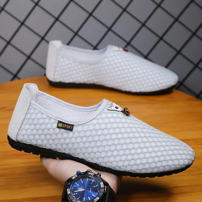 2024 Männer Schuh Sommer Mesh atmungsaktive Slipper Männer Mesh Schuhe lässig Sneaker Mann Fahr schuh männlich Sneaker кроссовки мужские tenis