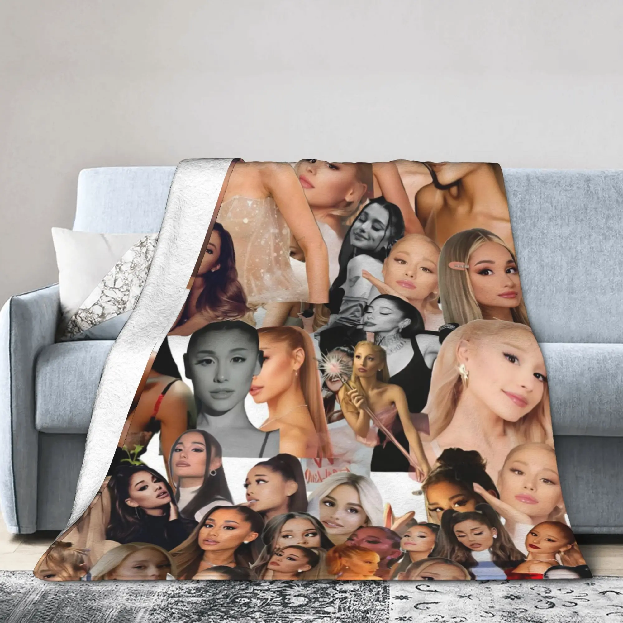 Arianas Pop Singer Grandes Flannel Blankets Sunshine Fashion Bedding Throw Blanket for Home Sofa Super Soft Gift Multi-function
