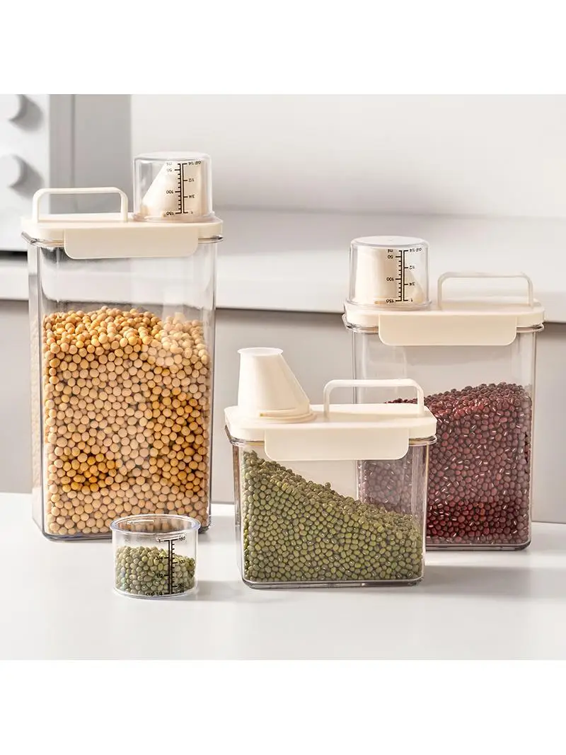 

Food ade Sed Storage Jar with Measuring Cup Moisture Proof Kitchen Storage Container for Dry Goods Cereals And ains