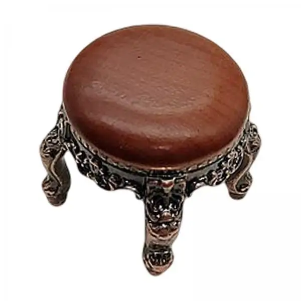 Miniature Dollhouse Furniture Model 1/12 Scale Alloy Wood Decorative Chair Small Bench for Dollhouse Accessories