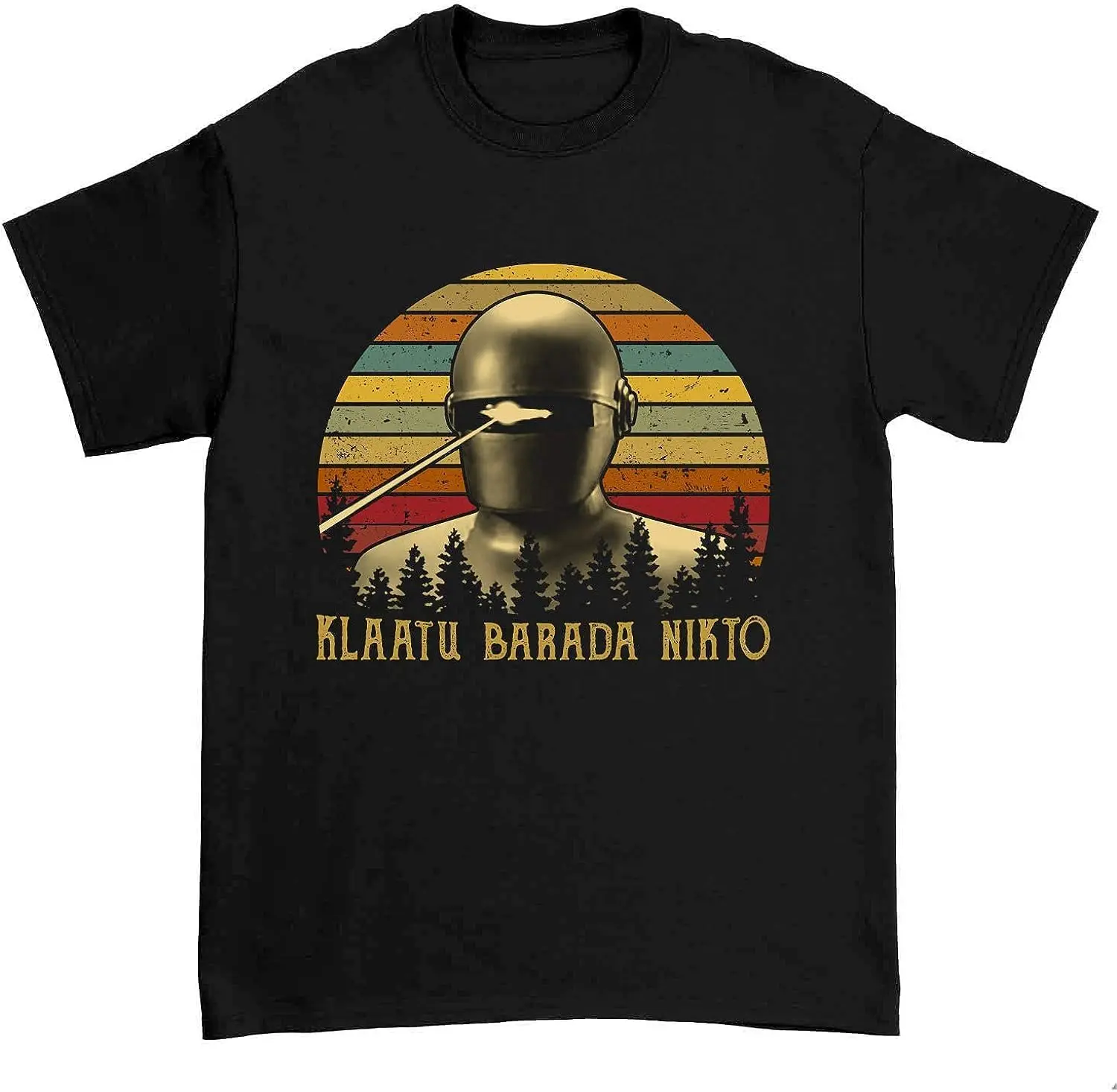 Klaatu Barada Nikto Retro Movie Humor Shirt Tagline Black Adult T-Shirt  Tees Cotton Luxury brand vintage oversized