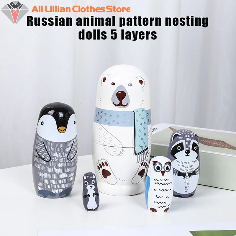 Wooden Matryoshka Toys Hand Paint Toys Russian Nesting Dolls Figurines Decorations Craft Collection Handmade Stacking Dolls