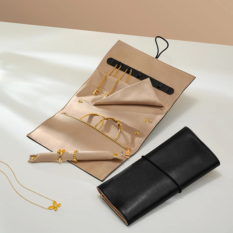 Oirlv Portable Jewelry Bag Jewelry Organizer Multifunctional Ring Earring Necklace Travel Storage Bag Leather Pouch for Jewelry