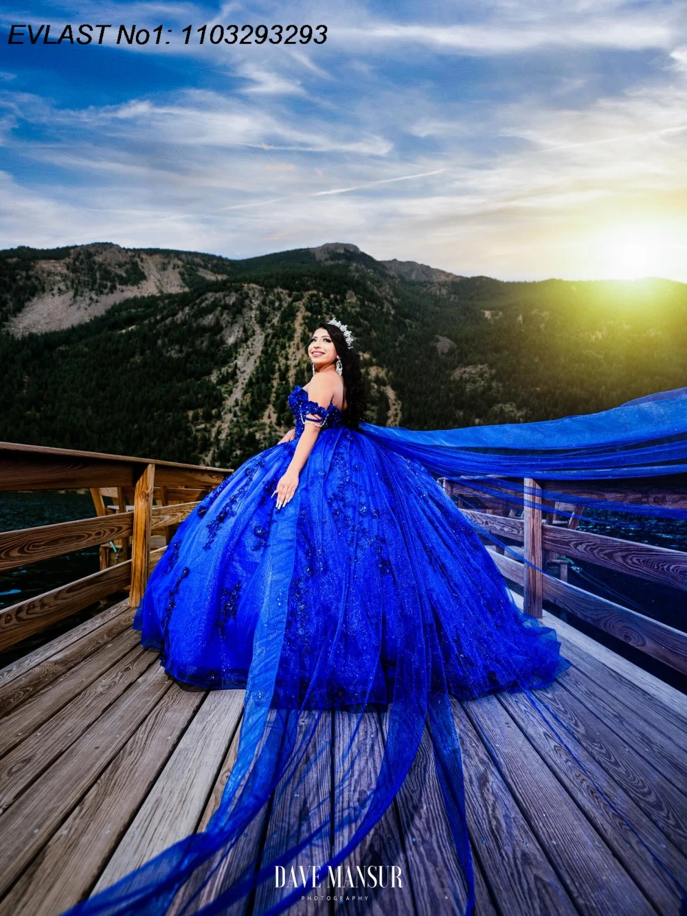 EVLAST Personalizzato Lucido Royal Blue Abito Quinceanera Abito di Sfera Glitter Applique di Pizzo Perline Dolce 16 Abiti Da 15 Anos E1QN566