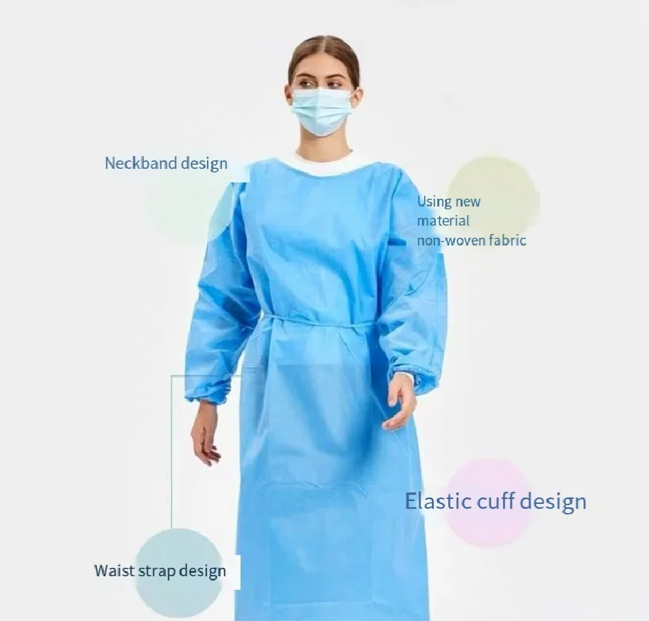 Disposable Non-Woven Protective hazardous Clothes Thick Work Isolation Clothing Gown Dental Anti-Oil Dust Stain Nursing Gown