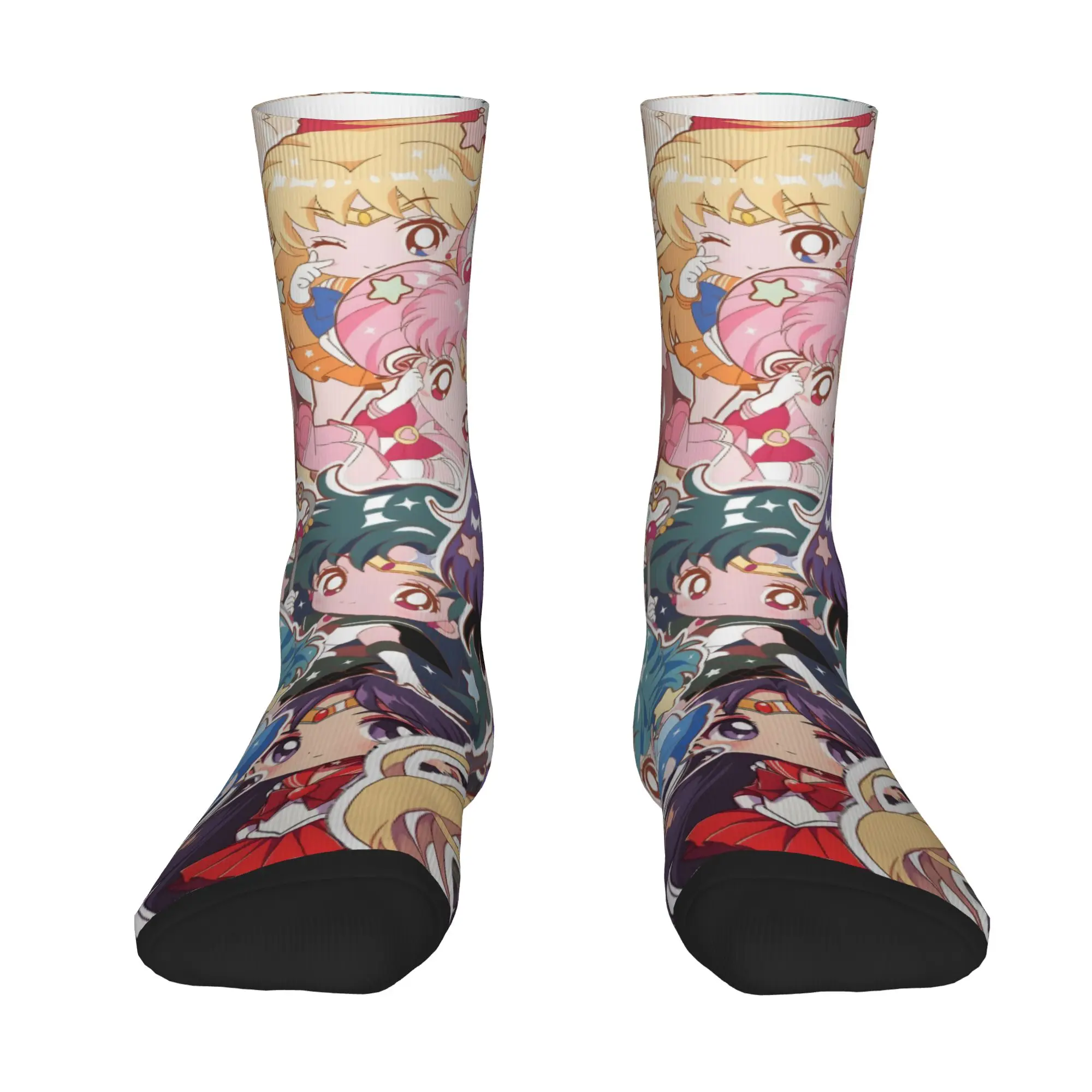 1 Pair Funny Crazy Sock for Men Sailor Moon Hip Hop Vintage  Happy Seamless Pattern Printed Sock Casual Gift