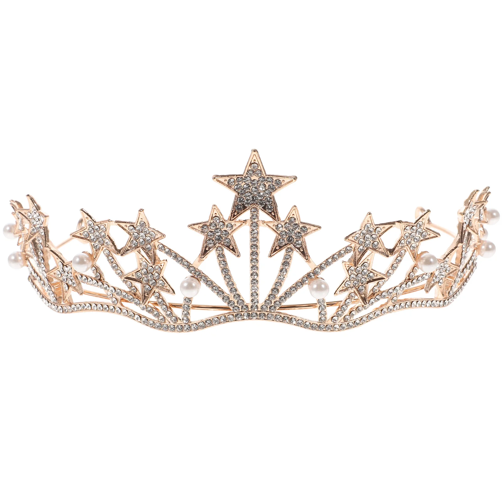 

Crown Headpiece Crystal Pearl Rhinestone Headdress for Girls Women Wedding Banquet Party Bridal Accessories Elegant Design Hair