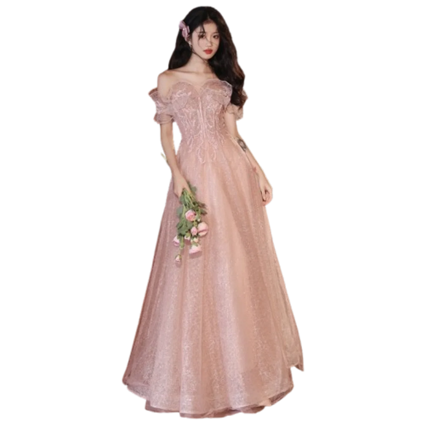 

Pink French Youth Graduation Evening Dress Women's High-end Sense Light Luxury Niche Banquet Host Adult Dress Art Test Vestito