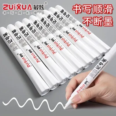 5/4/3/2/1pcs White Oily Waterproof Marker Pen Gel Pencil Car Tyre Graffiti Tire Painting Permanent Stationery Glass, Plastic