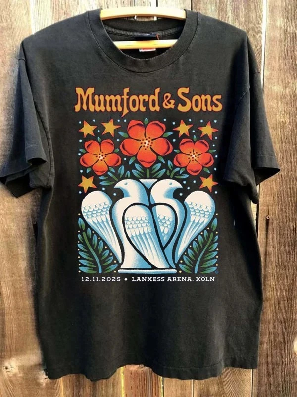 Camiseta de manga corta con póster del evento de Mumford And Sons Cologne Alemania