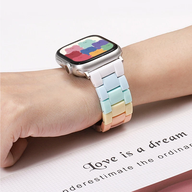 Candy Rainbow Strap for Apple Watch Band 44mm 40 42 46 45 41 49 38mm Lady Bracelet iWatch Series 12 11 10 9 8 SE 7 6 5 4 Ultra 2