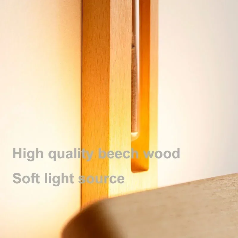 Xiaomi LED Wood Night Lamp With Motion Sensor Wall Light Rechargeable USB 360 Rotation Magnetic For Bedroom Bedside Table Decor