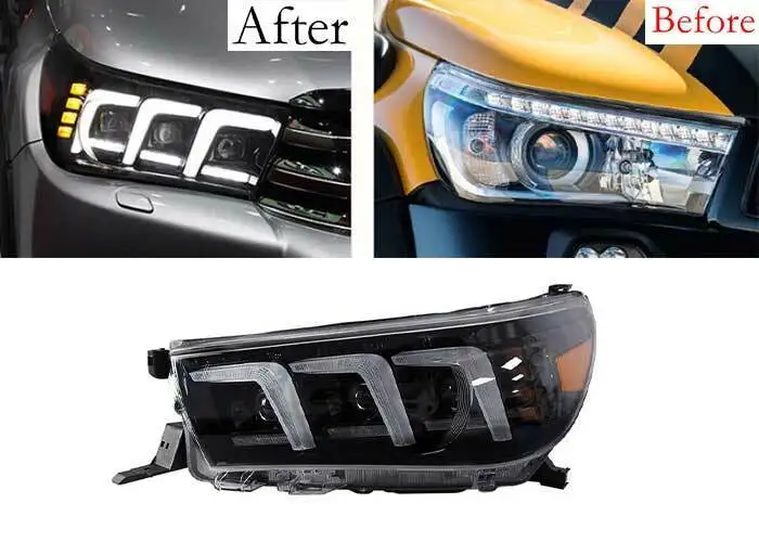 For Toyota Hilux Revo Rocco Durable LED Headlamp Bulb Daytime Running Lens Front Light Headlight 6500K New Condition
