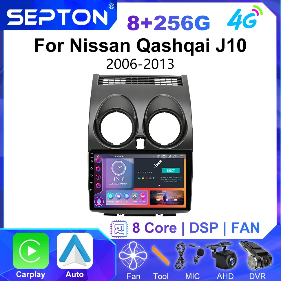 SEPTON Android Auto Radio for Nissan Qashqai J10 2006-2013 8Core Navigation Stereo GPS CarPlay Multimedia Video Player 9