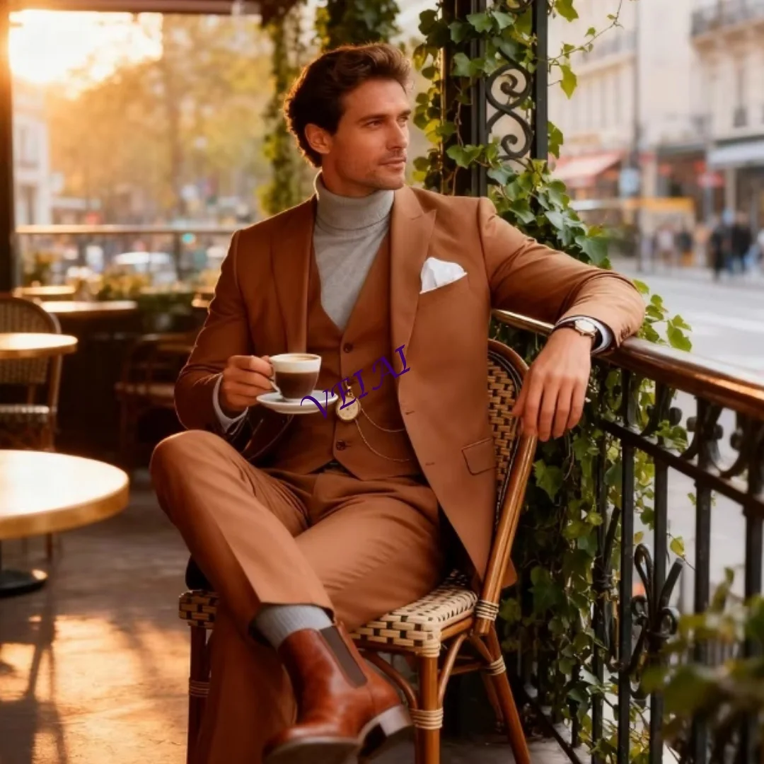 

CustomizedElegant Mint Green 3 Piece Men's Slim Fit Business Suit Notch Lapel Tuxedo Blazer Vest Pants Set for Wedding Party Pro