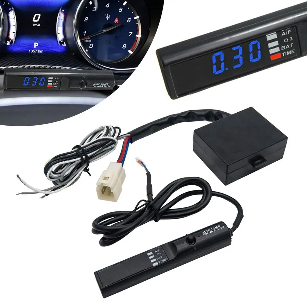 Suitable For all vehicles with a 12-volt switched power source Car Accessories 12V DC Turbo Timer Black with Blue/Red LED