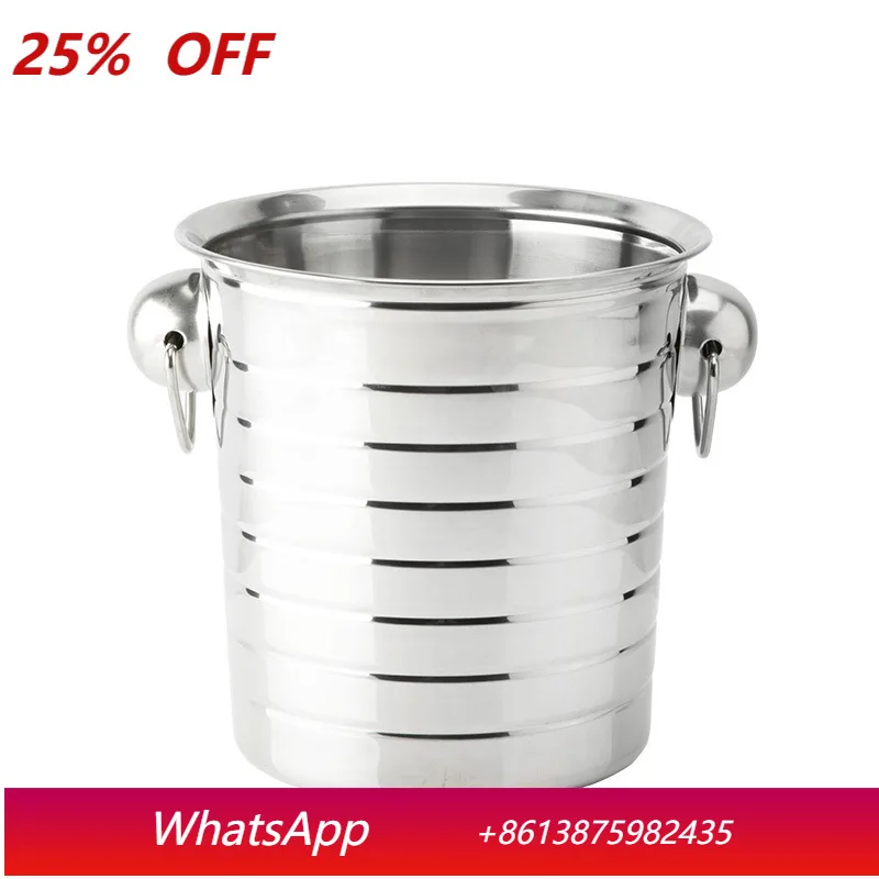 

LMM Stainless Steel Tiger Head Ice Bucket Bar KTV Ice Cube Storage Round Red Wine Beer Bar