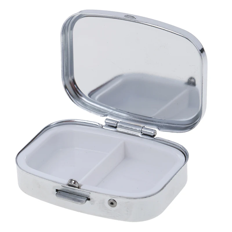 ⭐HOT❗ 1Pc Small Metal Silver Tablet Pill Box Container Medicine Case Portable Metal Holder Medicine 2 Styles