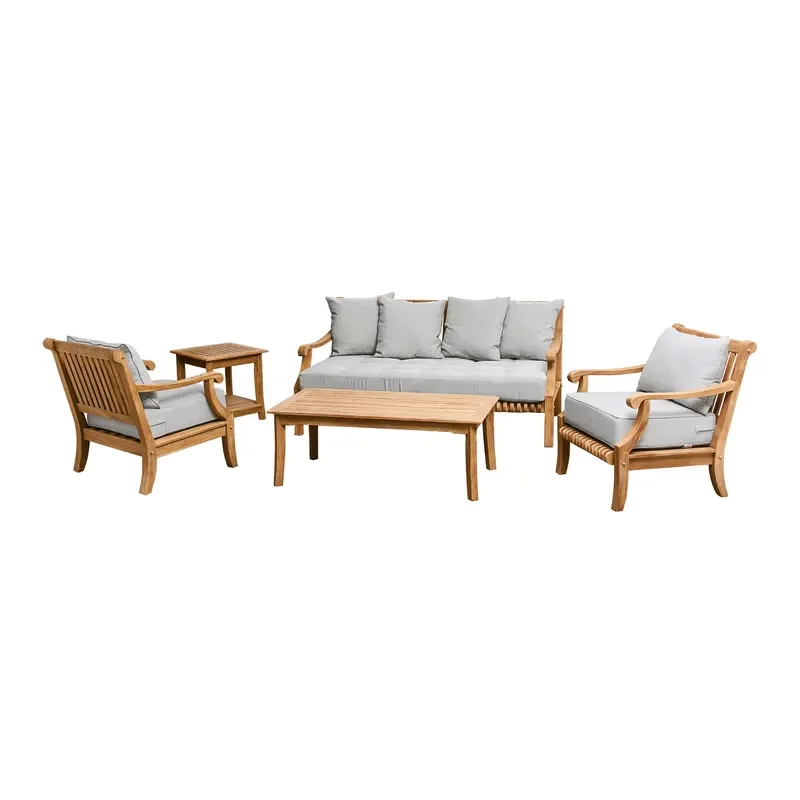 Luxury Teak Garden Furniture Set Outdoor Patio Sofa Chair Table Weather Resistant Courtyard Wood