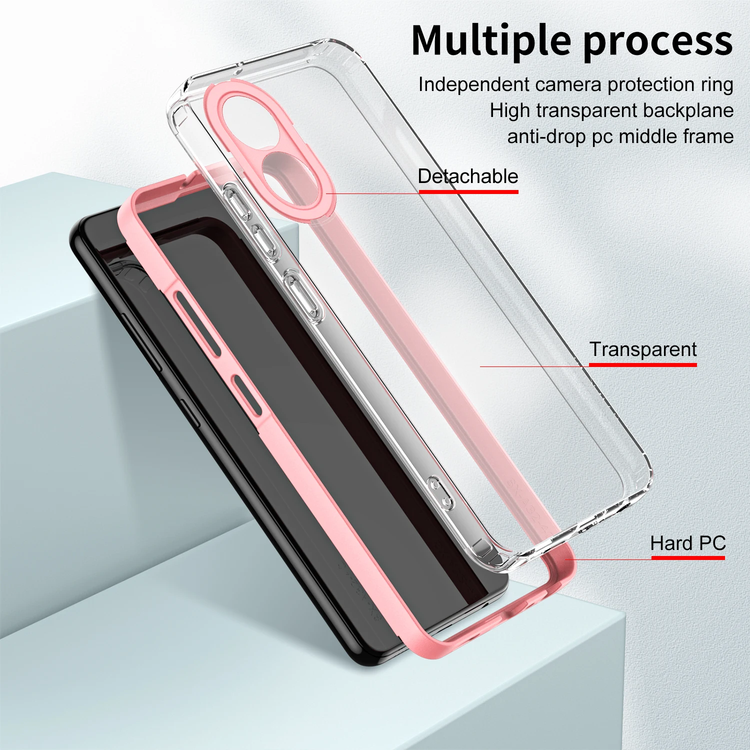 3 IN 1 Frame Clear Case for OPPO A17 4G Transparent Luxury Soft Silicone Hard Back Shockproof Phone Cover OPPO A17 A 17 17A 1 7