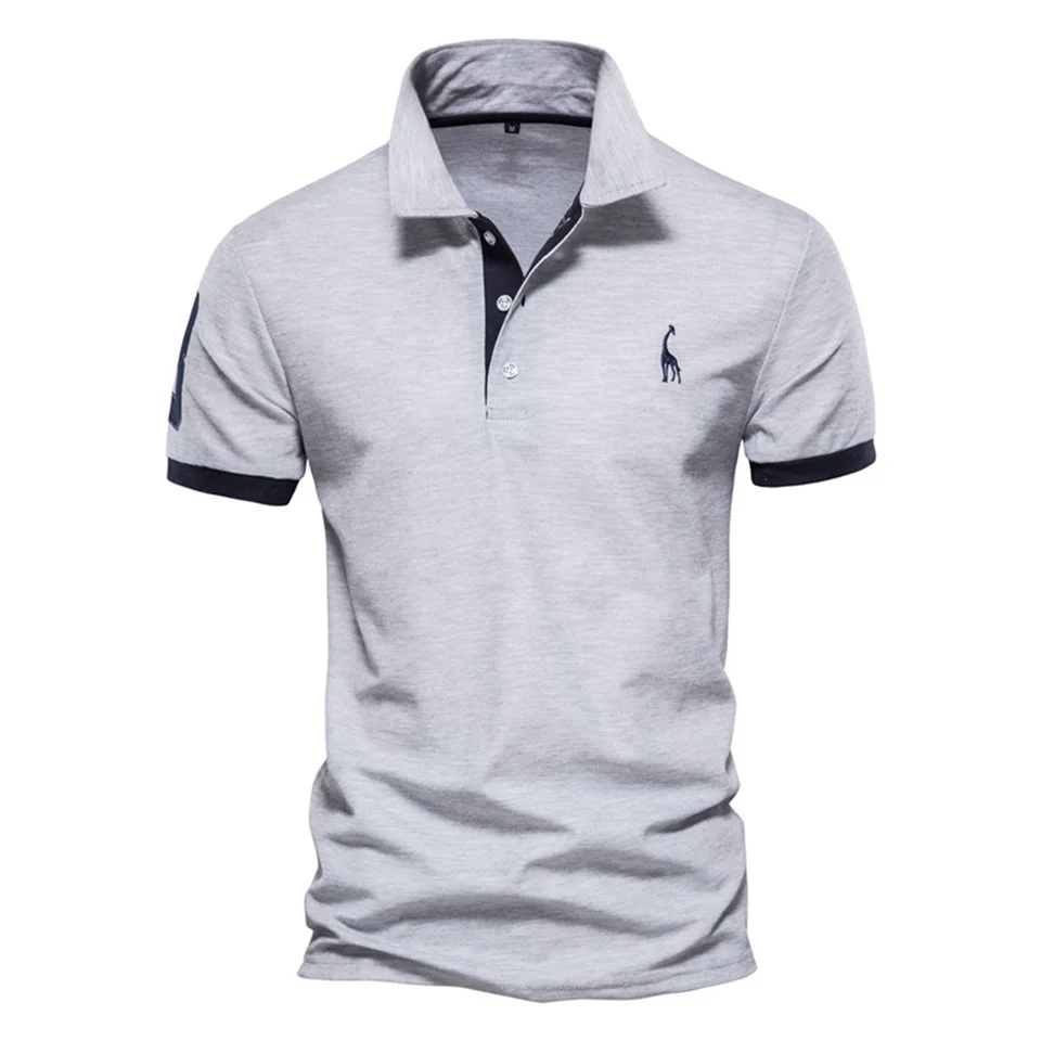 Dropshipping Polo Giraffe Shirt Men Quality Embroidery Summer Short Sleeve Polo Casual Business Social Mens Polos BR Size, image 12