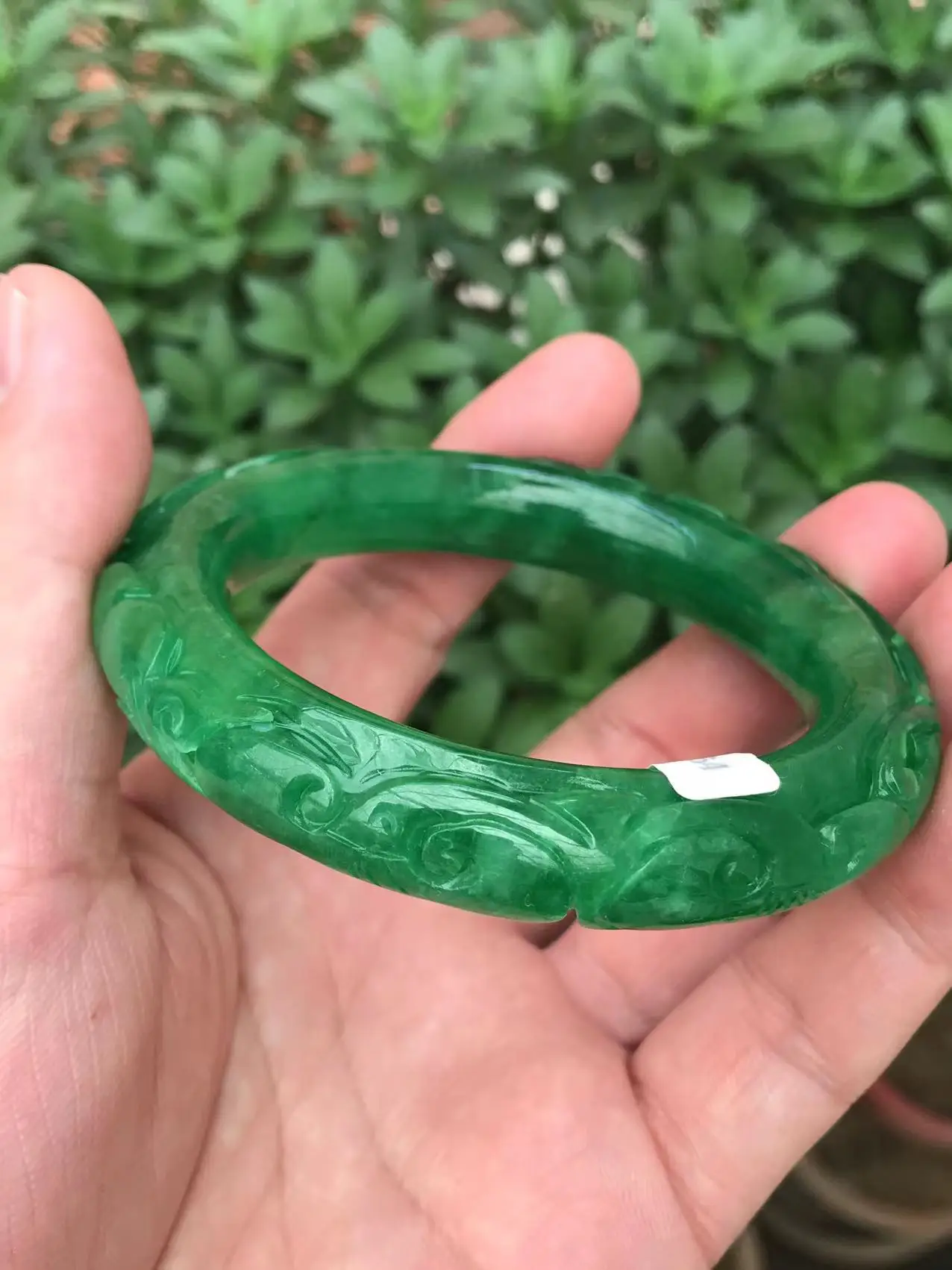 Natural 100% real green jadeite bangle Carving patterns jadeite bangle green jade for woman temperament gift bracelets good luck