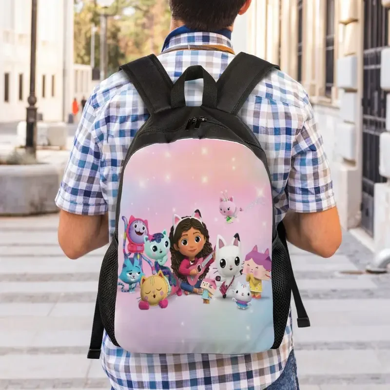 Mochila personalizada de Gabbys Mercat Cats para hombres y mujeres, bolsa de libros informal para la Escuela Universitaria, bolsas de casa de muñecas de dibujos animados