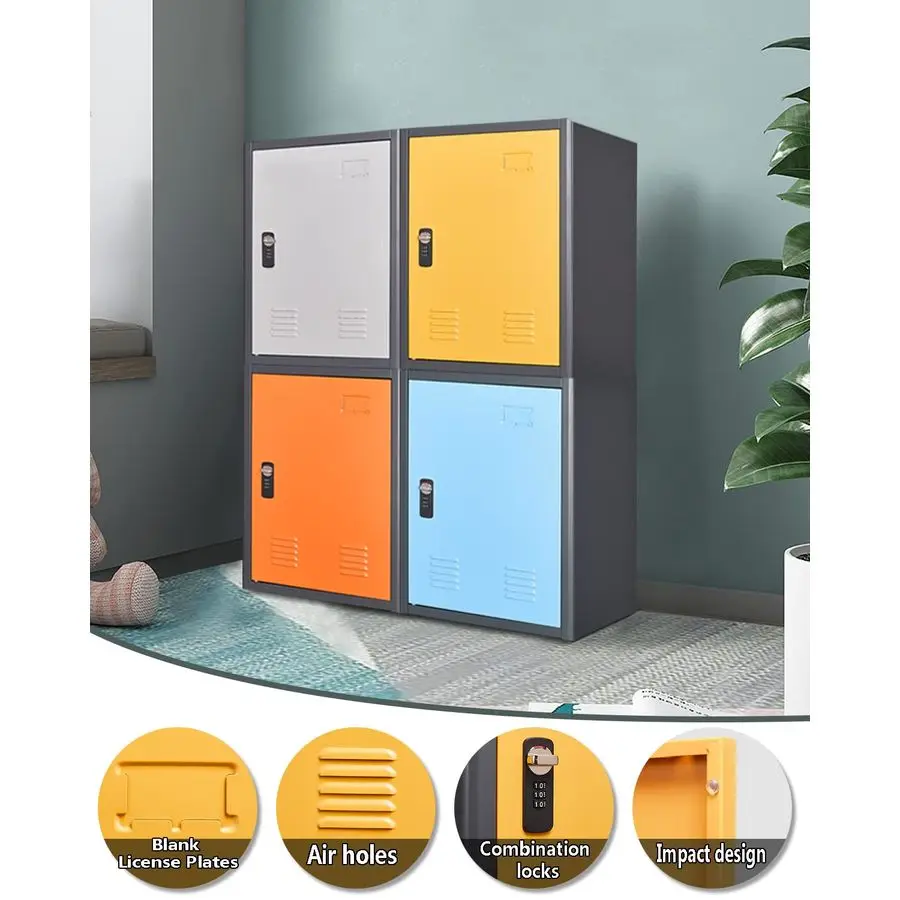 خزانة تخزين زرقاء، خزانة معدنية مقاس 19.0 × 18.0 × 15.0 بوصة، منظم خزانة قابل للقفل مع باب واحد، للمدرسة والمكتب والمنزل والمرآب